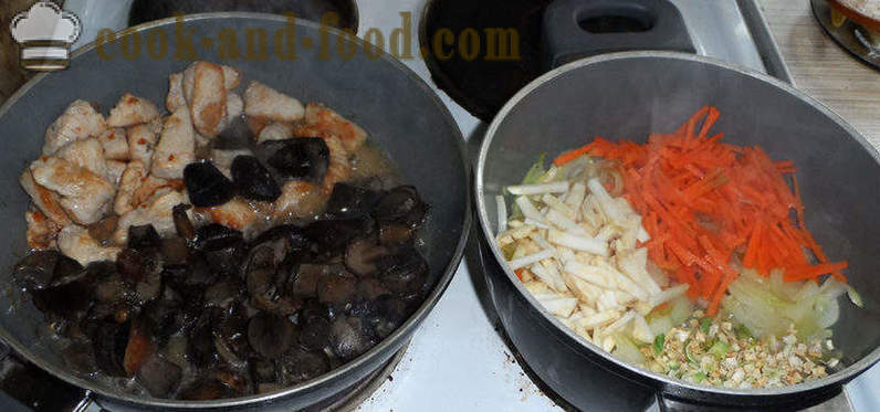 Tyrkia med sopp i fløtesaus - trinn for trinn hvordan du koker en kalkun med sopp, en oppskrift med et bilde