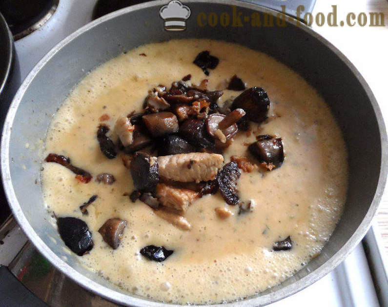 Tyrkia med sopp i fløtesaus - trinn for trinn hvordan du koker en kalkun med sopp, en oppskrift med et bilde