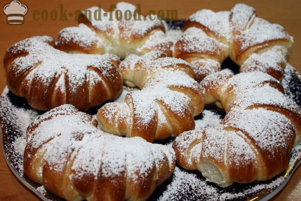 Croissanter med vaniljesaus - hvordan å lage croissanter hjemme, trinnvis oppskrift bilder