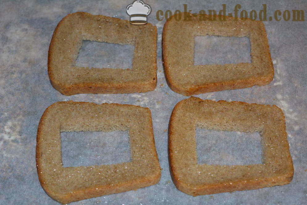 Brune brød toasts med egg - hvordan å lage toast av svart brød i ovnen, med en trinnvis oppskrift bilder