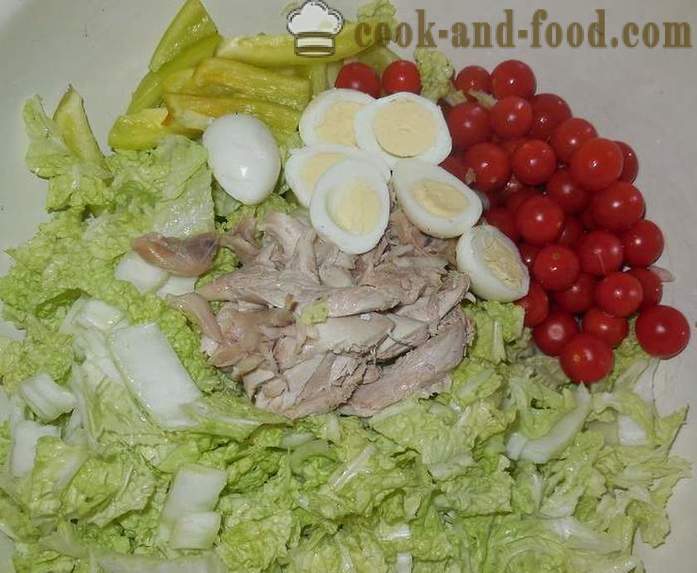 Salat med vaktel egg - trinn for trinn, hvordan å forberede en salat av vaktel egg, oppskriften med et bilde