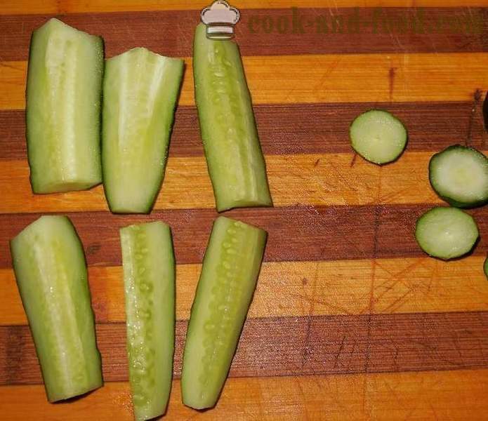 Stekt agurk med varmt pepper, hvitløk og sesamfrø, hvordan å lage stekt agurk - en trinnvis oppskrift bilder