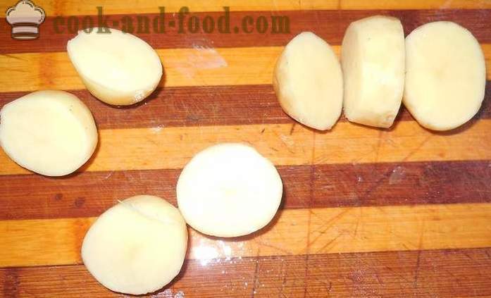 Deilige nye poteter bakt i ovnen med kjøtt - som nybakt nye poteter i hullet, oppskriften med bilder, trinn for trinn