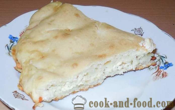 Jellied kake på kefir med kjøtt og grønnsaker - hvordan å lage en pai fylt med filler, en trinnvis oppskrift bilder