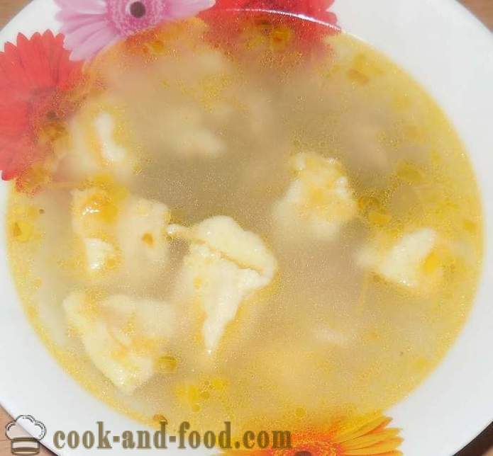 Suppe med melboller i kjøttkraft - Hvordan lage dumplings egg og mel - en trinnvis oppskrift bilder