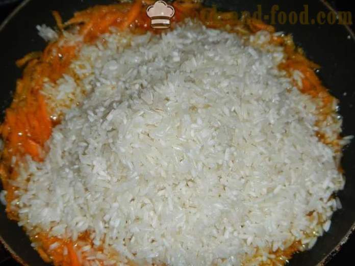 Svinekjøtt og skarpe ris i multivarka - hvordan å koke ris med kjøtt i multivarka, trinnvis oppskrift med bilder.