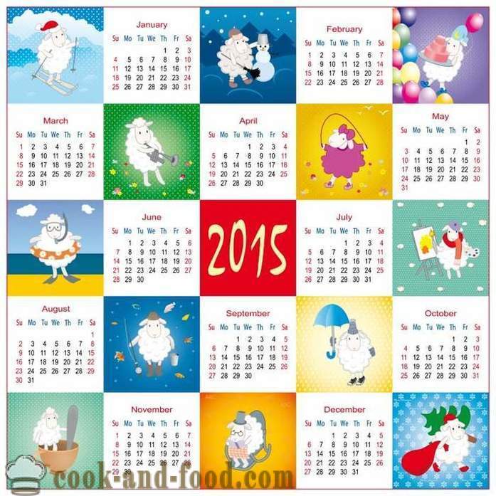 Kalender for 2015 Year of the Goat (sau): last ned gratis julekalender med geiter og sauer.