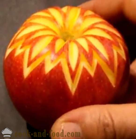 Frukt dekorasjoner for retter, kake, bord, eller carving ut av et eple med et bilde, video